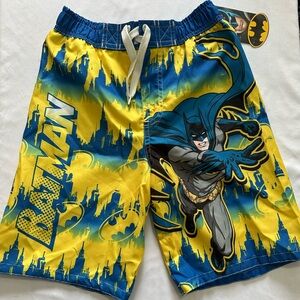 DC Comics Batman Kids Swim Trunks - Blue and Yellow Size 7